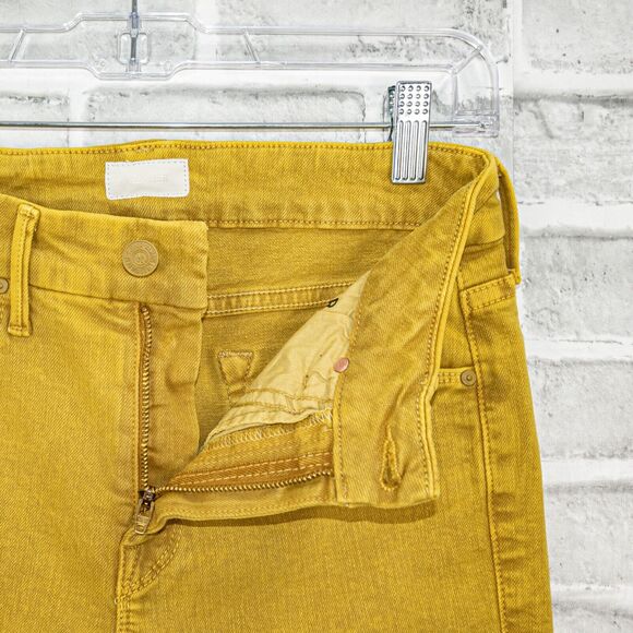 MOTHER Denim Looker Ankle Snippet Jeans Yellow Come out and Play Size 25 - Picture 2 of 12